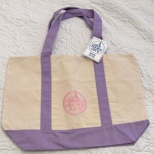 Trader Joe's Lavender-Trim Canvas Tote Bag